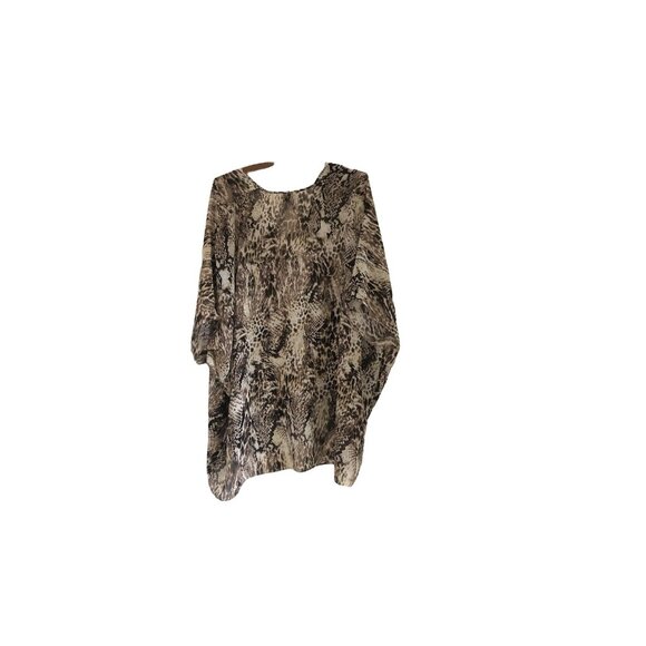 Show Me Your MuMu Womens Brown Python Snake Sheer Vneck Tunic Top Size Small - Picture 4 of 4